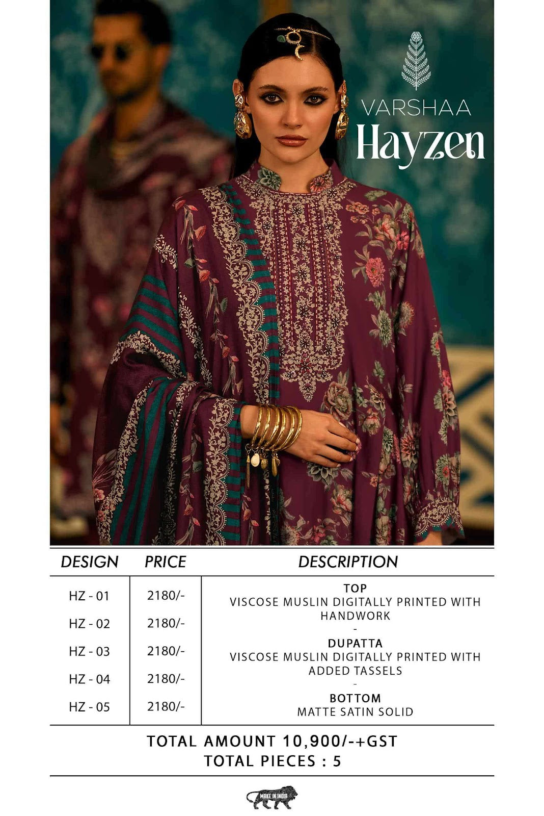 Hayzen Varshaa Viscose Muslin Pant Style Suits Supplier India