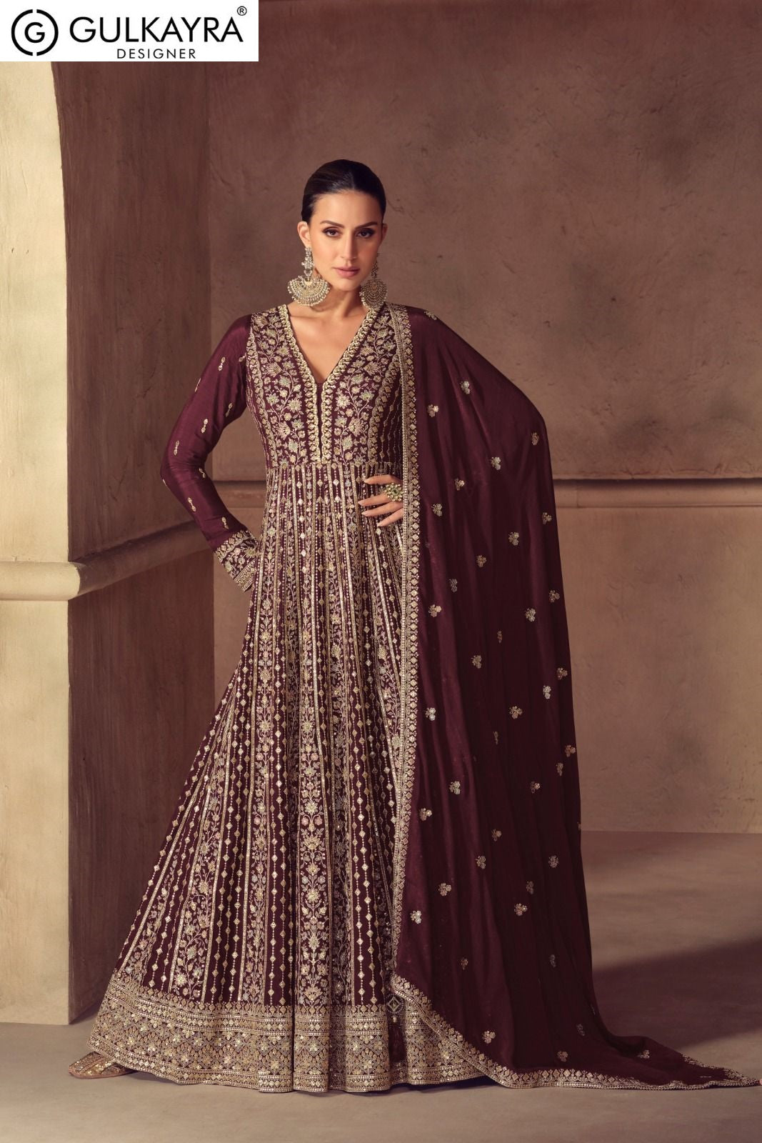 Hazael Gulkayra Designer Chinon Gown Dupatta Set Manufacturer