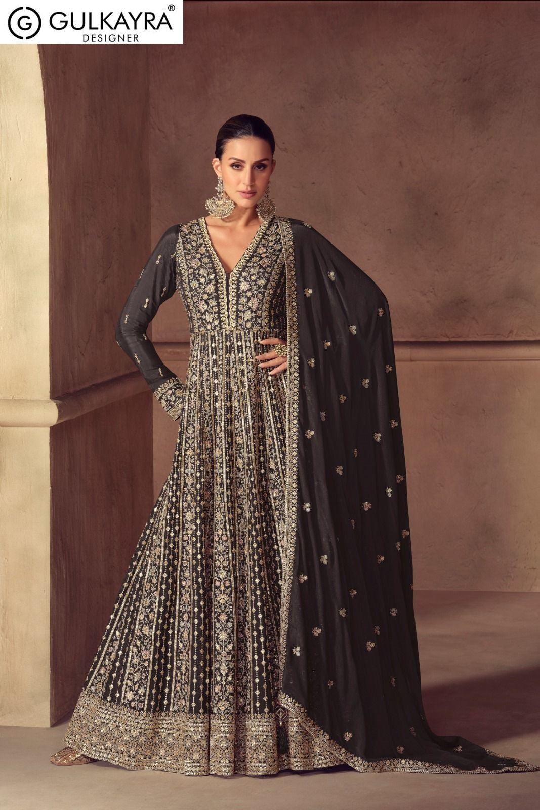 Hazael Gulkayra Designer Chinon Gown Dupatta Set Manufacturer