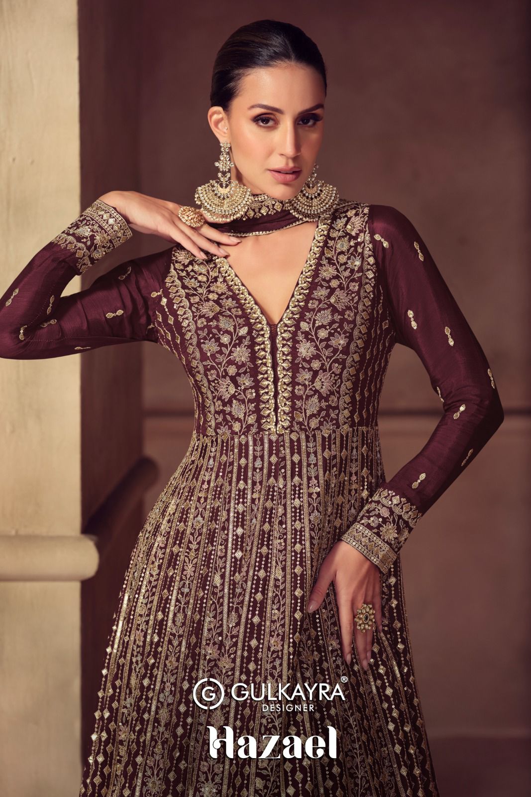 Hazael Gulkayra Designer Chinon Gown Dupatta Set Manufacturer