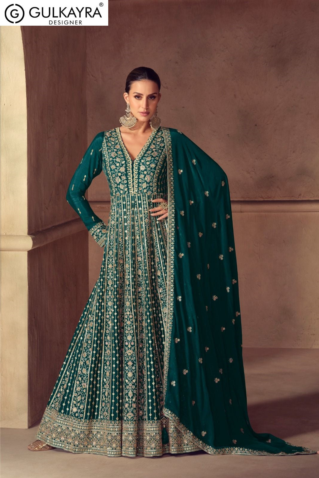 Hazael Gulkayra Designer Chinon Gown Dupatta Set Manufacturer