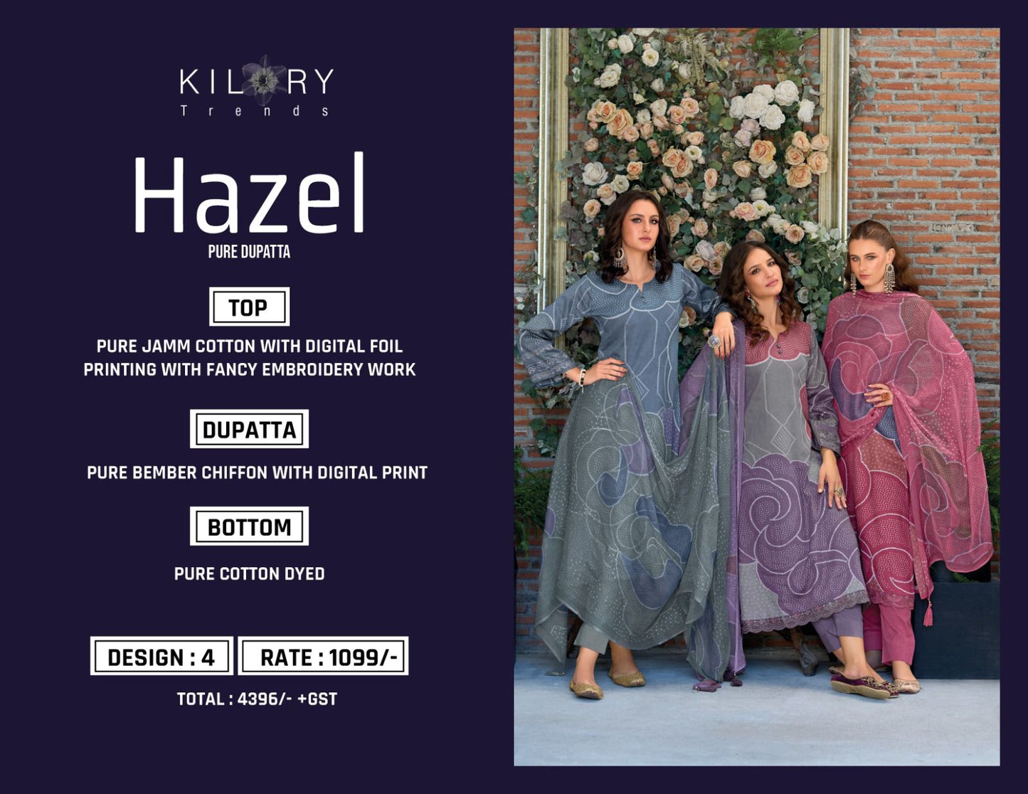 Hazel Kilory Jaam Cotton Pant Style Suits Wholesale Price