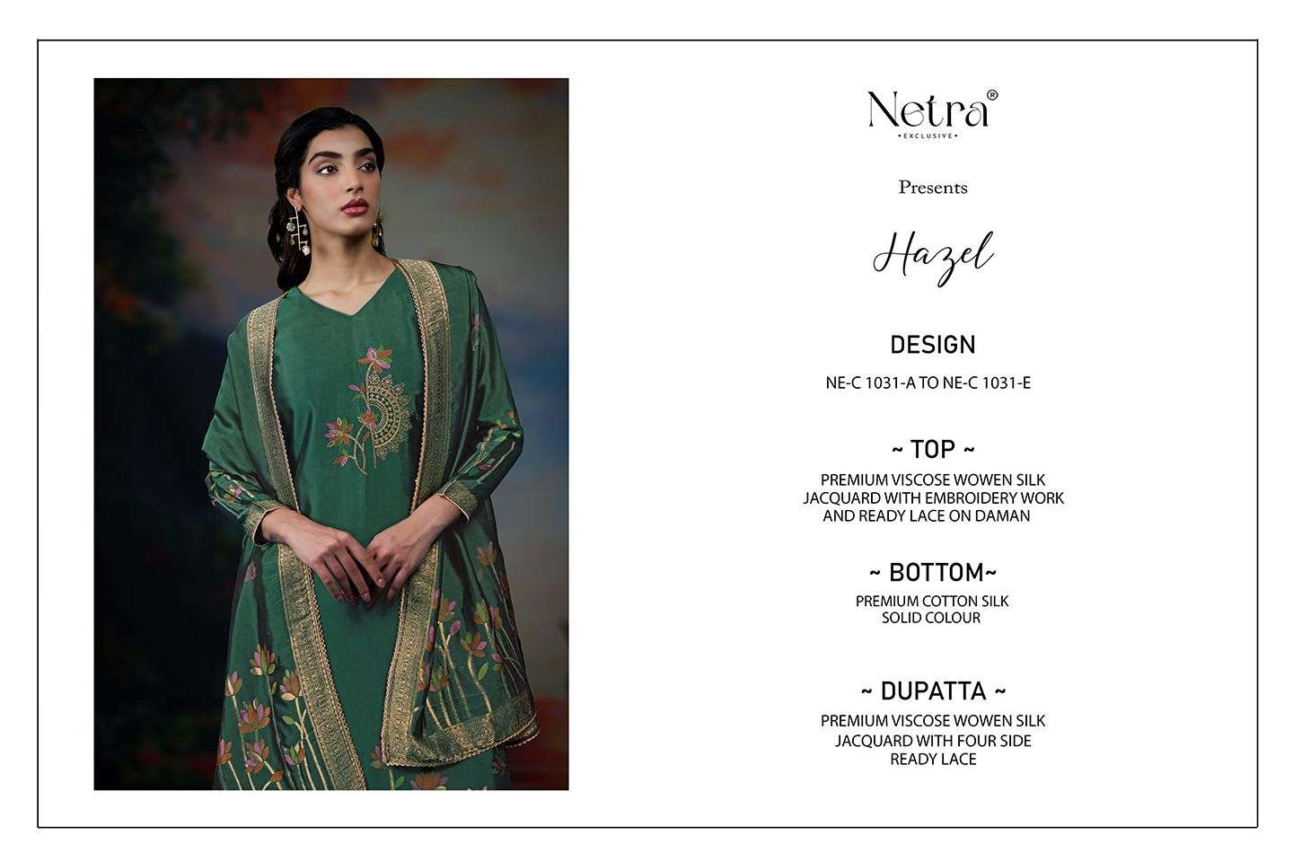 Hazel Netra Viscose Pant Style Suits Supplier India