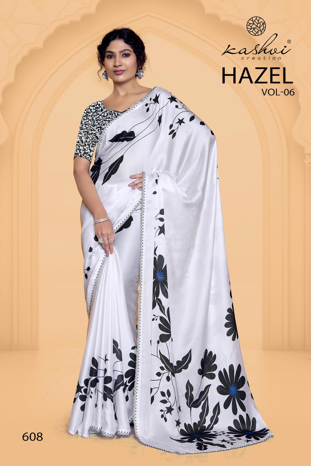 Hazel Vol 6 Kashvi Creation Satin Sarees Wholesaler India