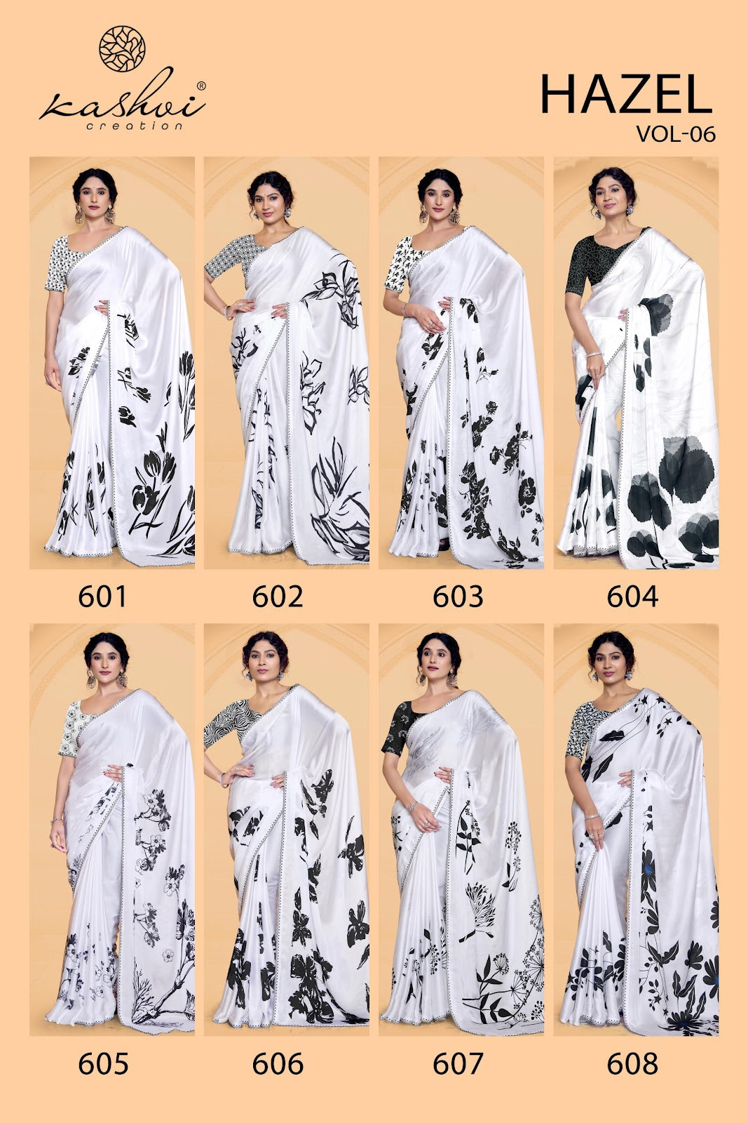 Hazel Vol 6 Kashvi Creation Satin Sarees Wholesaler India