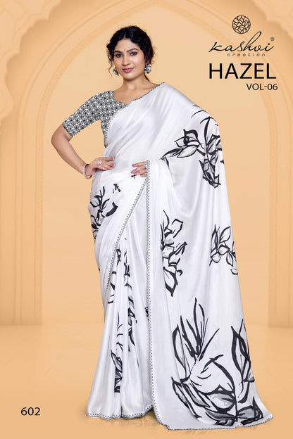 Hazel Vol 6 Kashvi Creation Satin Sarees Wholesaler India