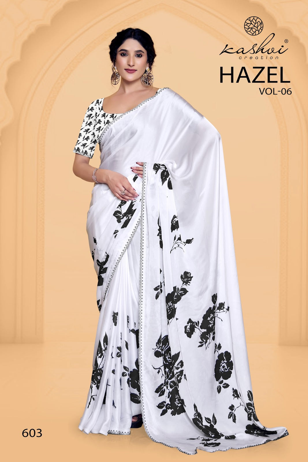 Hazel Vol 6 Kashvi Creation Satin Sarees Wholesaler India