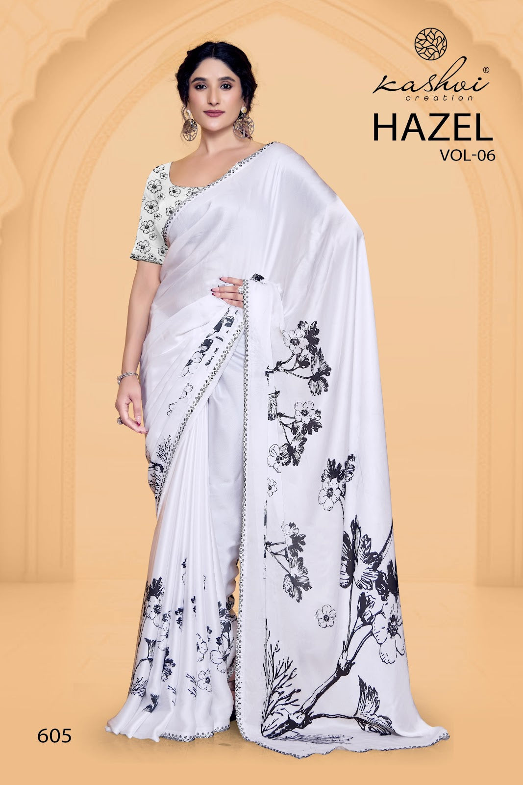 Hazel Vol 6 Kashvi Creation Satin Sarees Wholesaler India