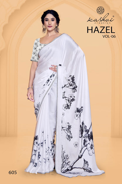 Hazel Vol 6 Kashvi Creation Satin Sarees Wholesaler India