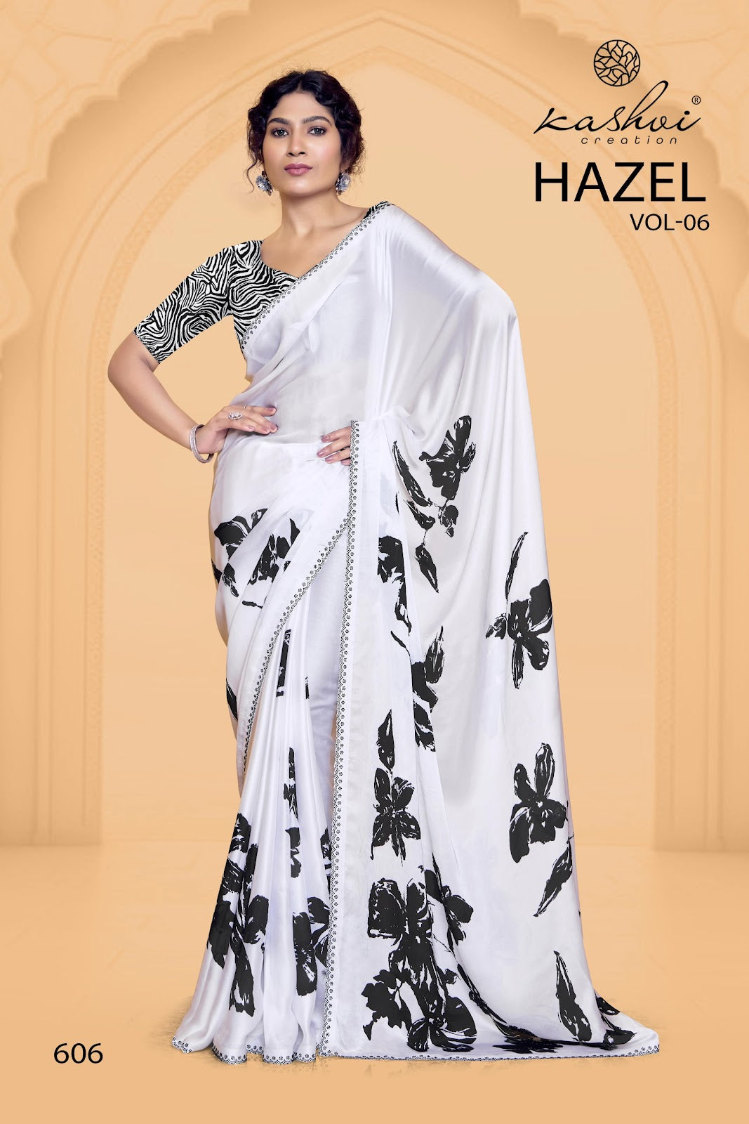 Hazel Vol 6 Kashvi Creation Satin Sarees Wholesaler India