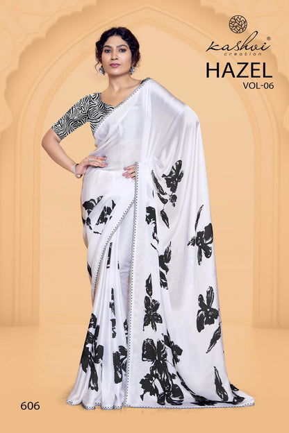 Hazel Vol 6 Kashvi Creation Satin Sarees Wholesaler India