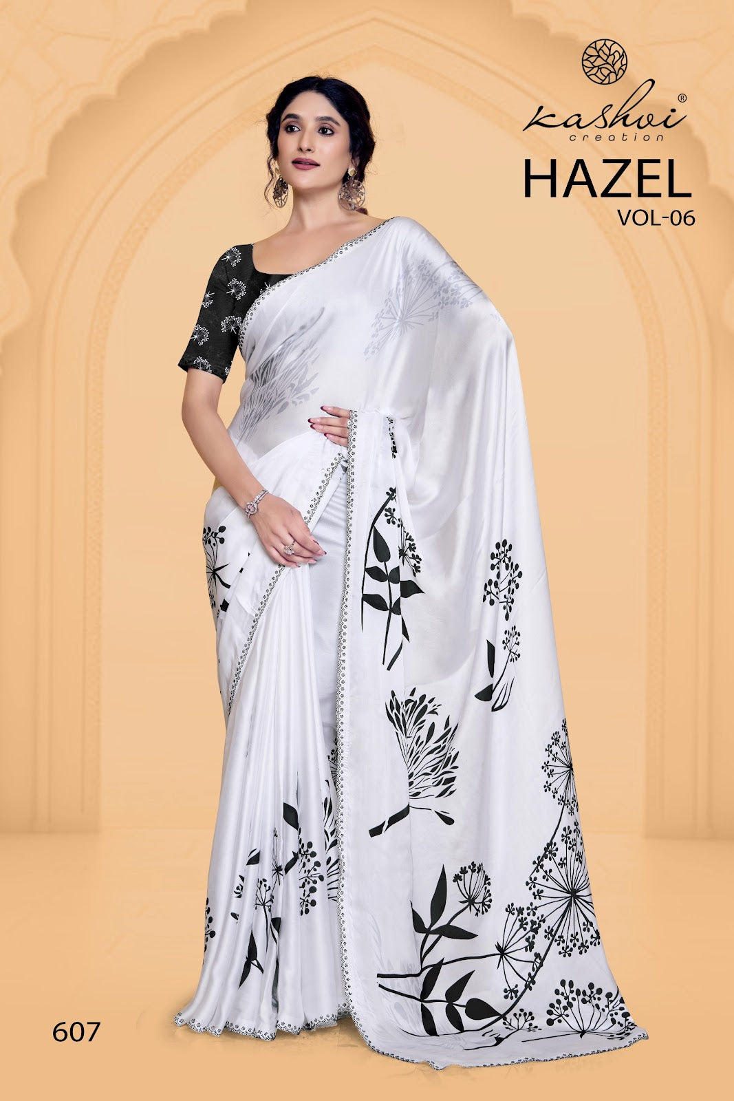 Hazel Vol 6 Kashvi Creation Satin Sarees Wholesaler India