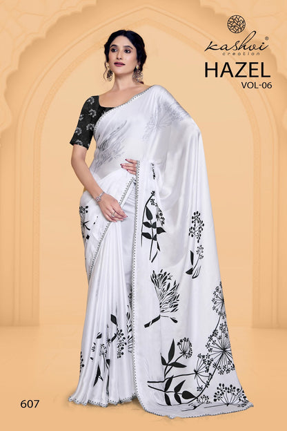 Hazel Vol 6 Kashvi Creation Satin Sarees Wholesaler India