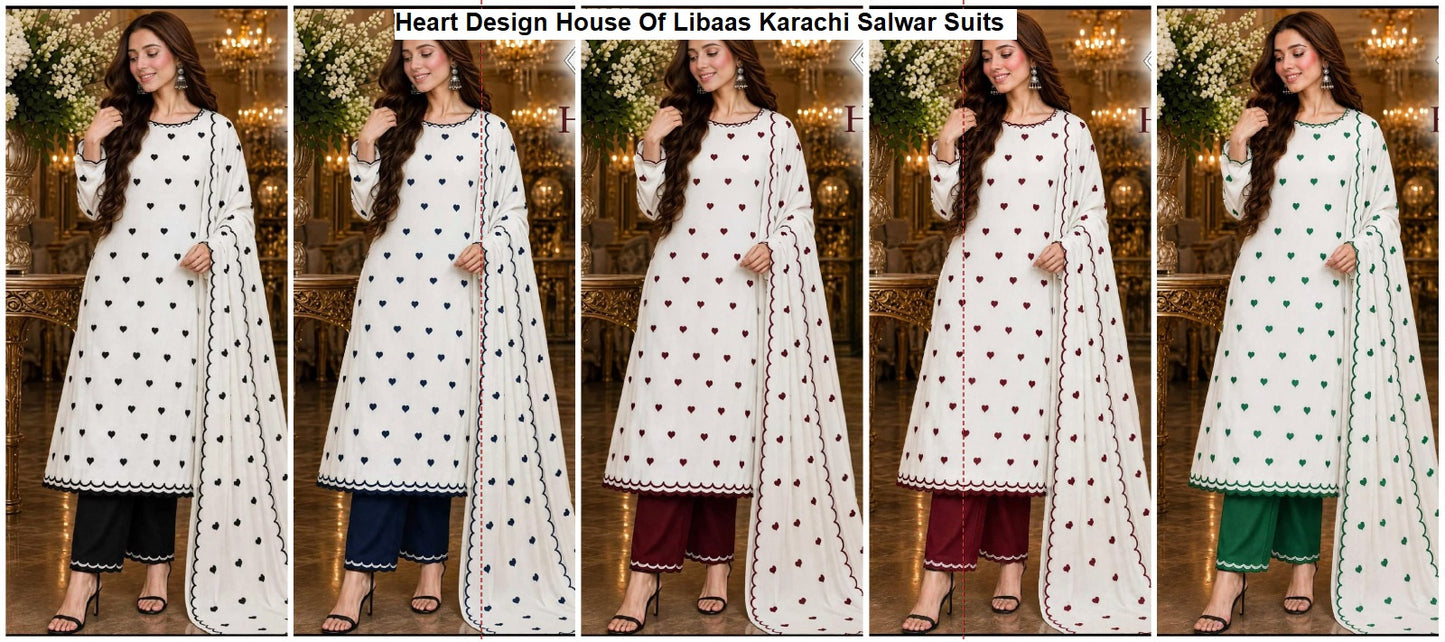Heart Design House Of Libaas Reyon Karachi Salwar Suits Wholesaler