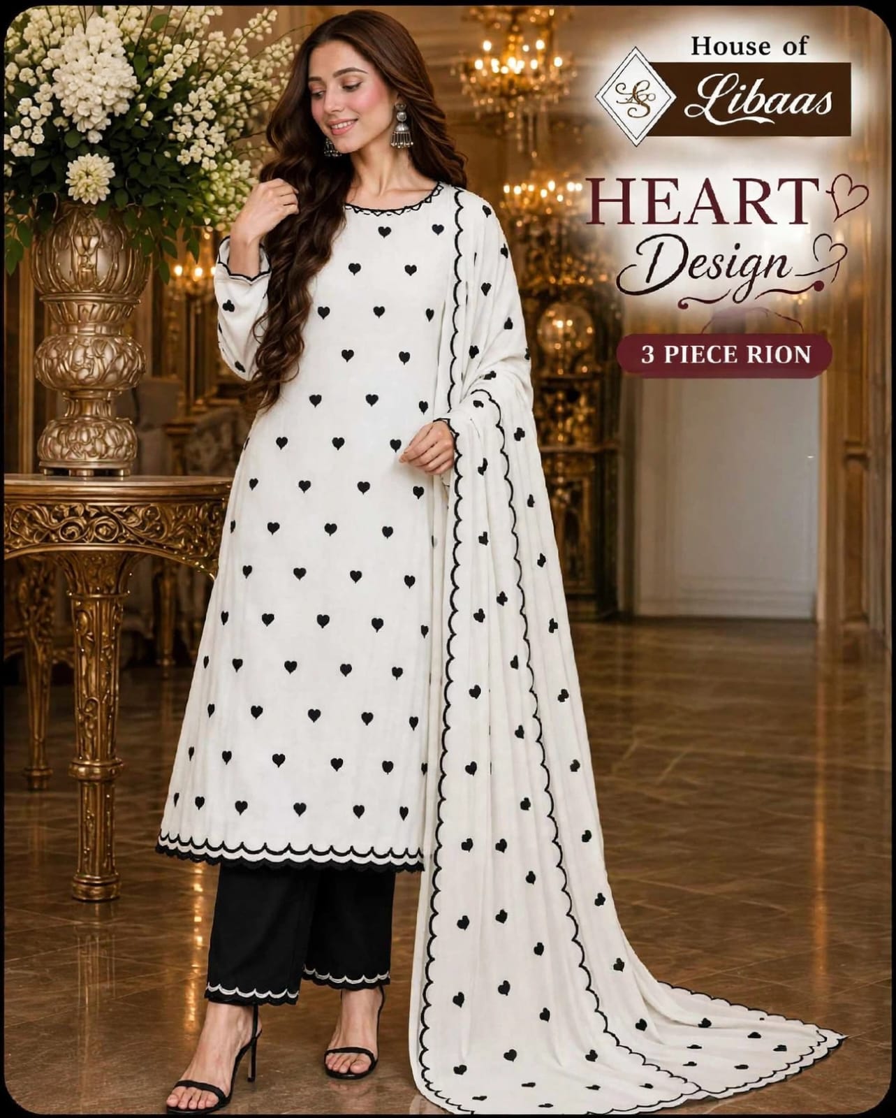 Heart Design House Of Libaas Reyon Karachi Salwar Suits Wholesaler