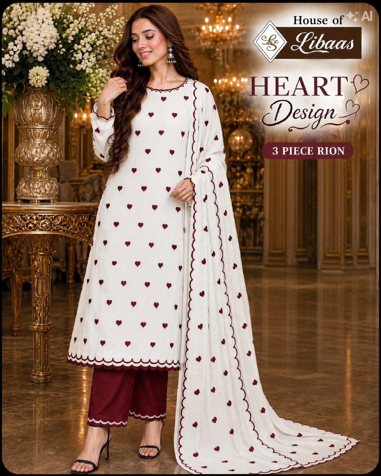 Heart Design House Of Libaas Reyon Karachi Salwar Suits Wholesaler