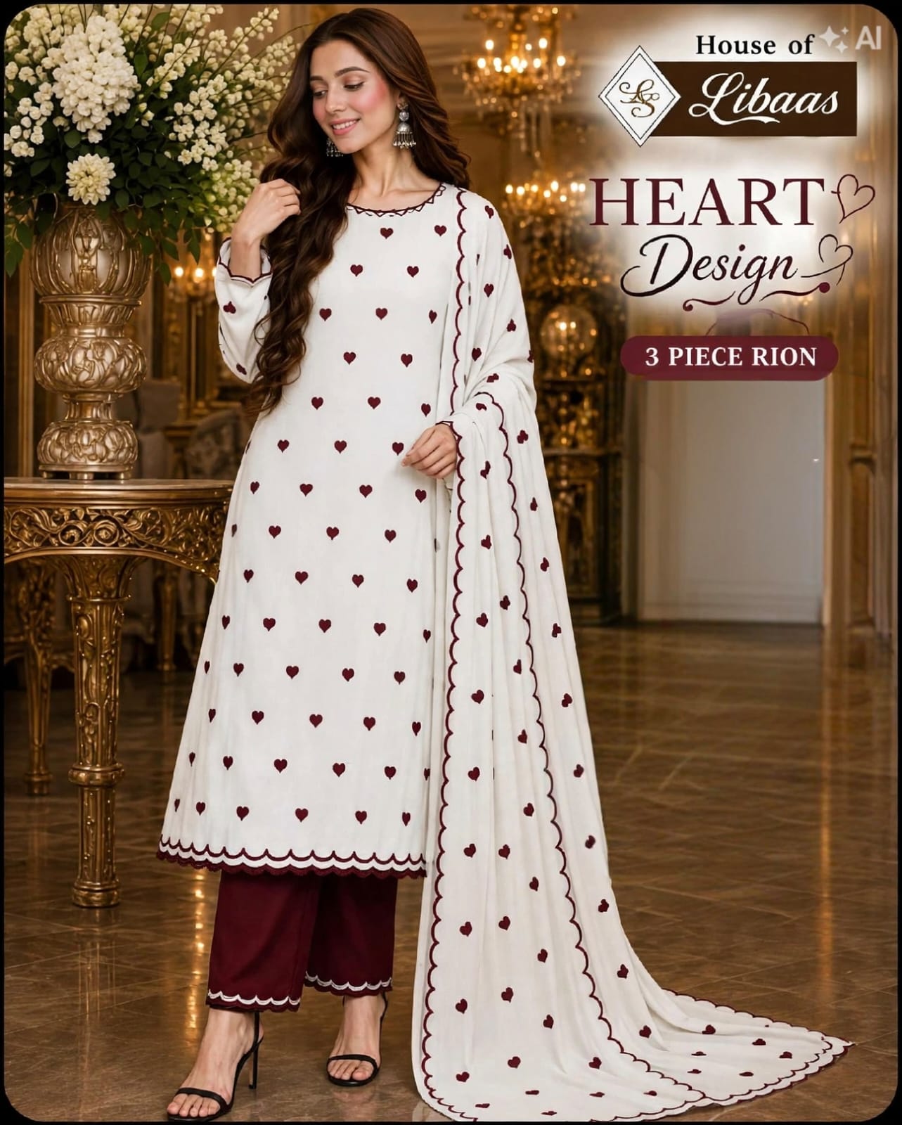 Heart Design House Of Libaas Reyon Karachi Salwar Suits Wholesaler