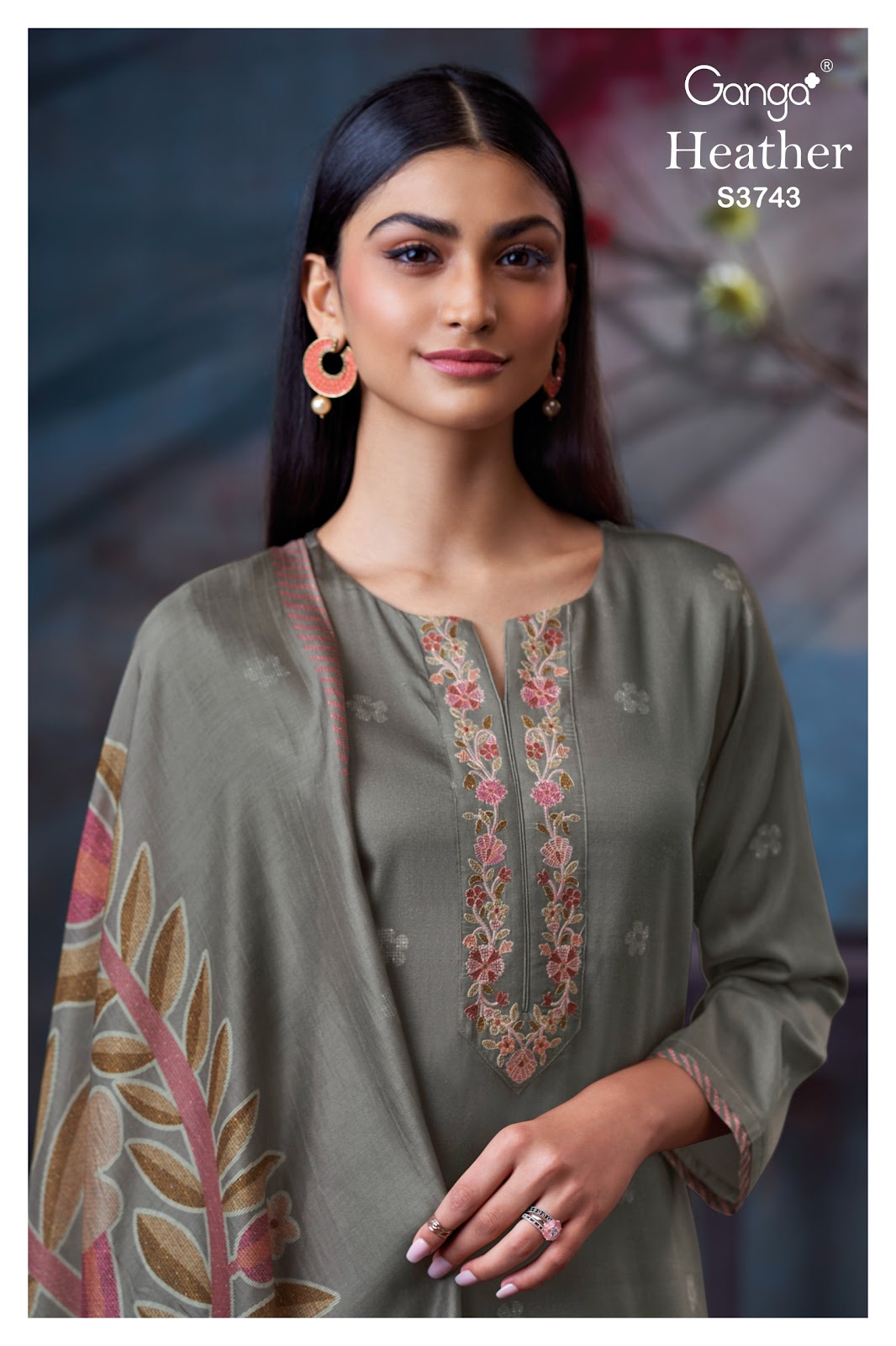 Heather 3743 Ganga Premium Cotton Plazzo Style Suits Wholesale Rate