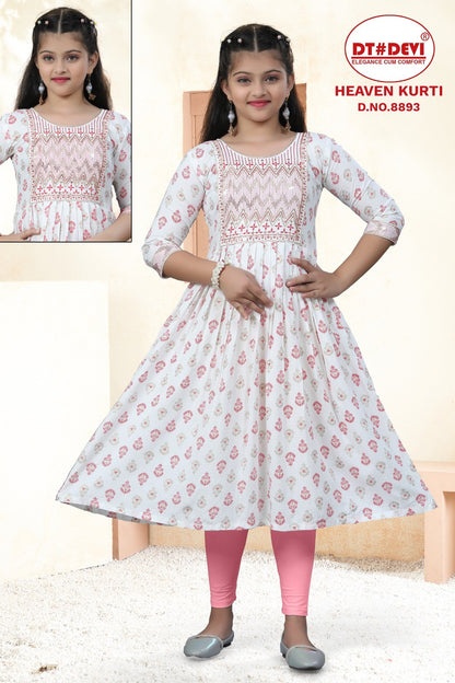 Heaven 8893 Dt Devi Rayon Girls Anarkali Kurti Supplier India