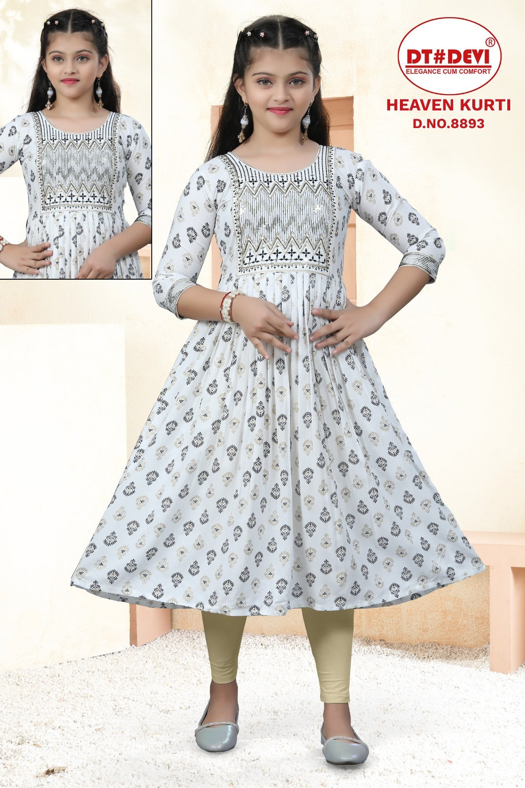 Heaven 8893 Dt Devi Rayon Girls Anarkali Kurti Supplier India