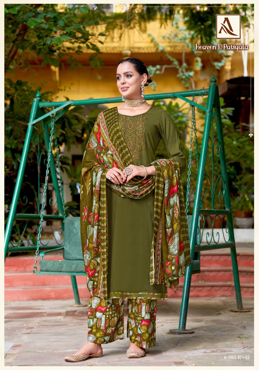 Heaven E Patiyala Alok Viscose Karachi Salwar Suits Wholesale Rate