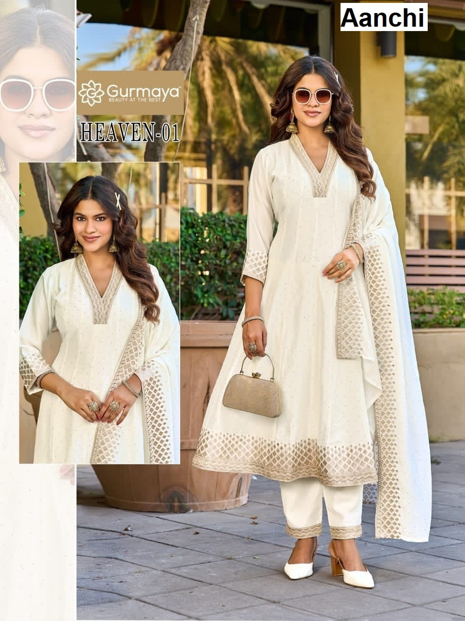 Heaven Gurmaya Aanchi Vichitra Silk Readymade Anarkali Suits Wholesaler India