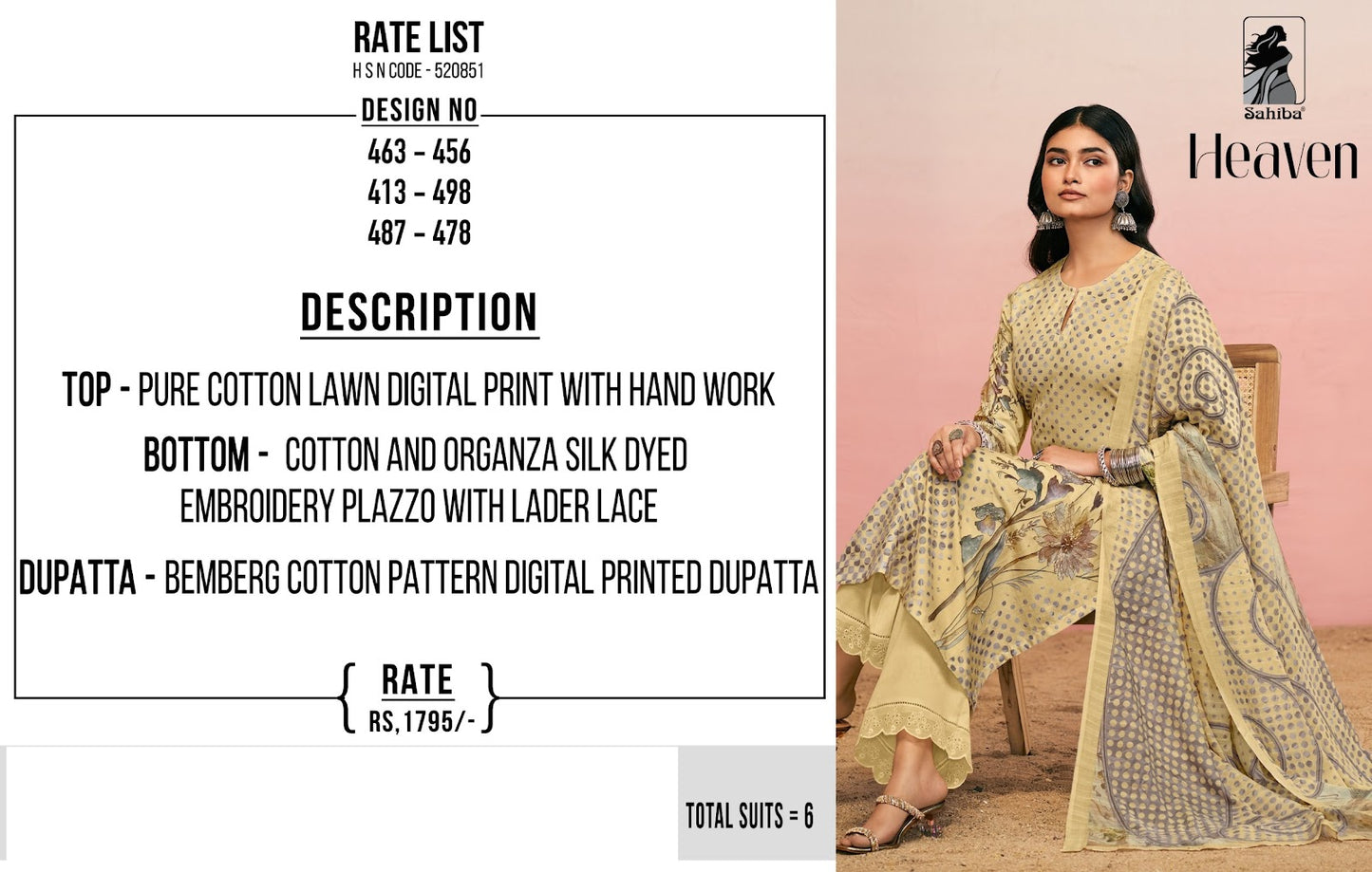 Heaven Sahiba Cotton Lawn Karachi Salwar Suits Wholesale