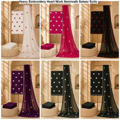 Heavy Embroidery Heart Work Neminath Rayon 14Kg Salwar Suits Supplier Ahmedabad