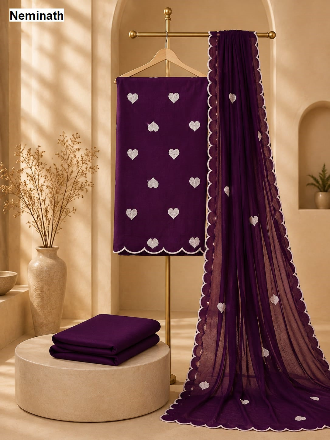 Heavy Embroidery Heart Work Neminath Rayon 14Kg Salwar Suits Supplier Ahmedabad