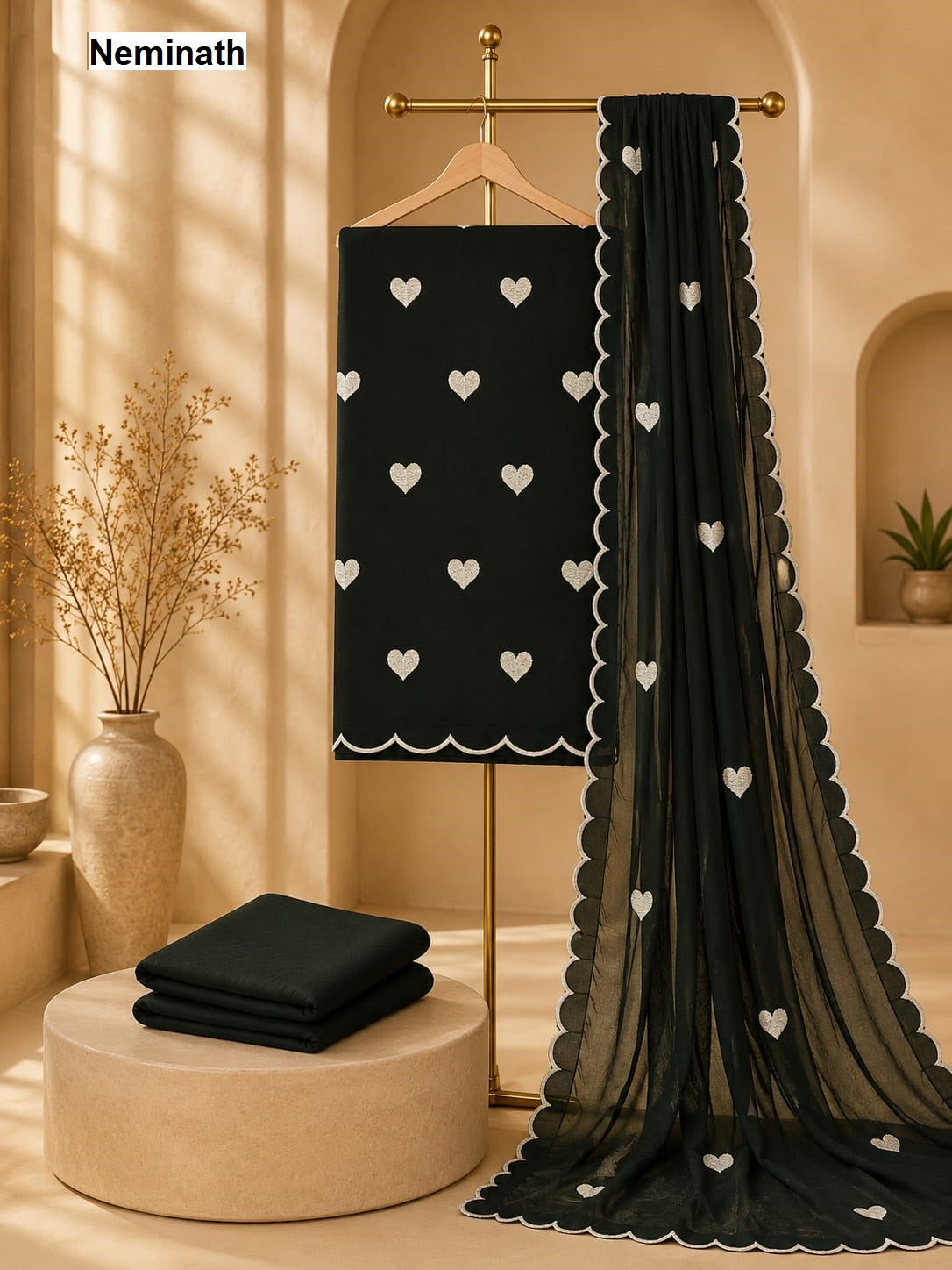 Heavy Embroidery Heart Work Neminath Rayon 14Kg Salwar Suits Supplier Ahmedabad