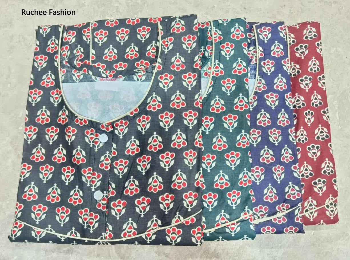 Heavy Megya 0104 Ruchee Fashion Cotton Night Gowns Exporter Ahmedabad