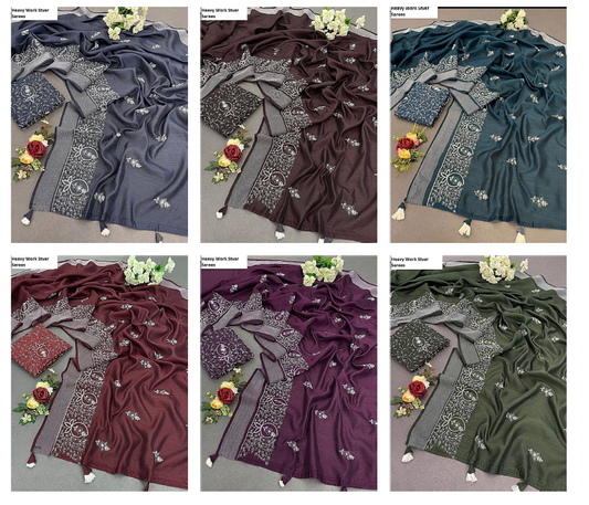 Heavy Work Stver Cotton Sarees Wholesale Price