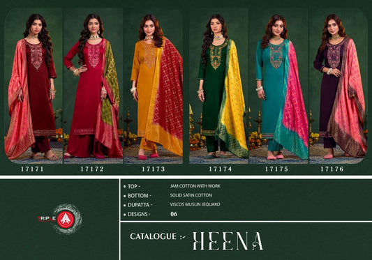 Heena Triple Aaa Jam Cotton Pant Style Suits Wholesaler India
