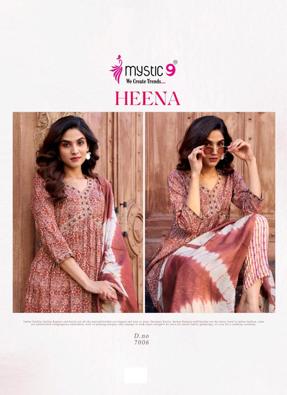Heena Vol 7 Mystic 9 Rayon Readymade Pant Style Suits Manufacturer