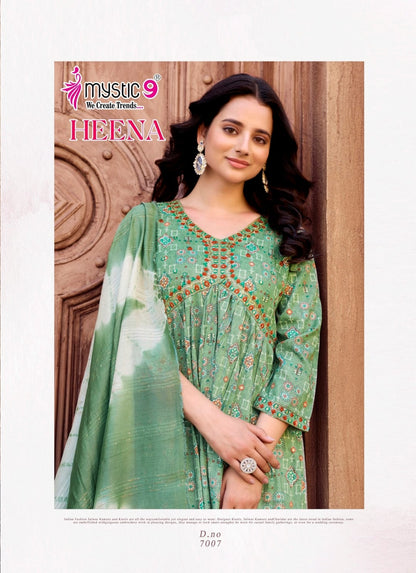 Heena Vol 7 Mystic 9 Rayon Readymade Pant Style Suits Manufacturer
