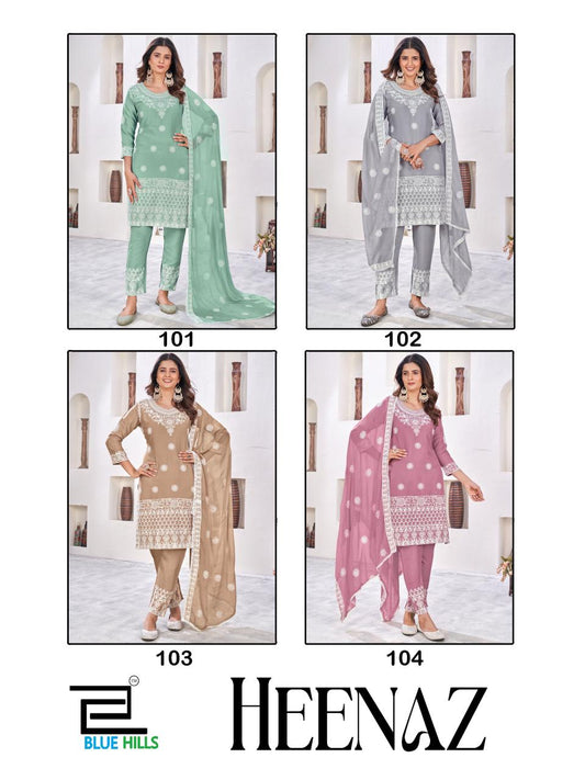 Heenaz Blue Hills Rayon 14Kg Readymade Pant Style Suits