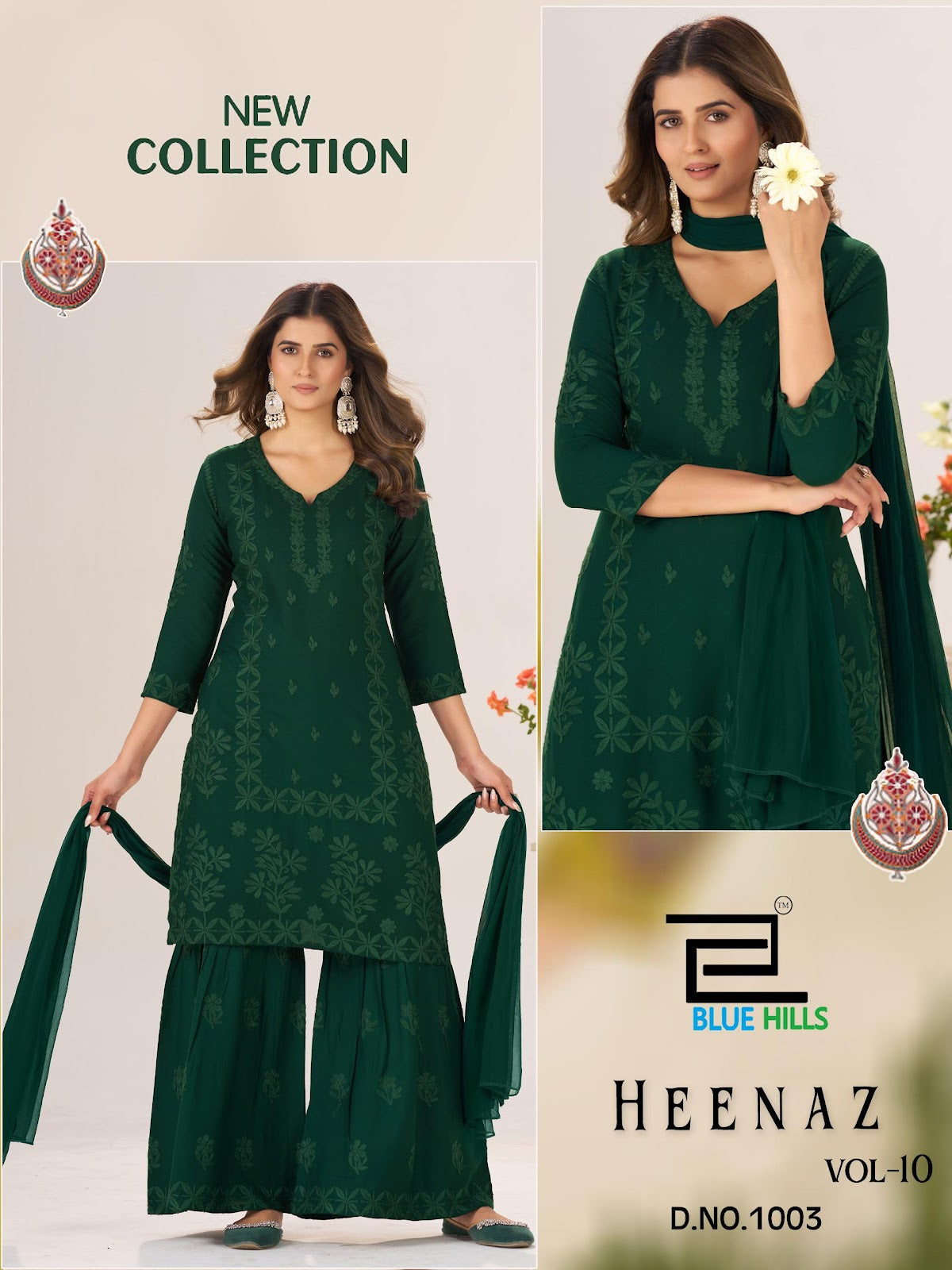 Heenaz Vol 10 Blue Hills Rayon 14Kg Readymade Sharara Suits Exporter Ahmedabad