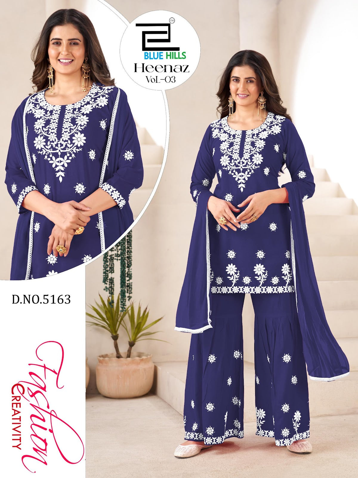 Heenaz Vol 3 Blue Hills Rayon 14Kg Readymade Sharara Suits Wholesaler