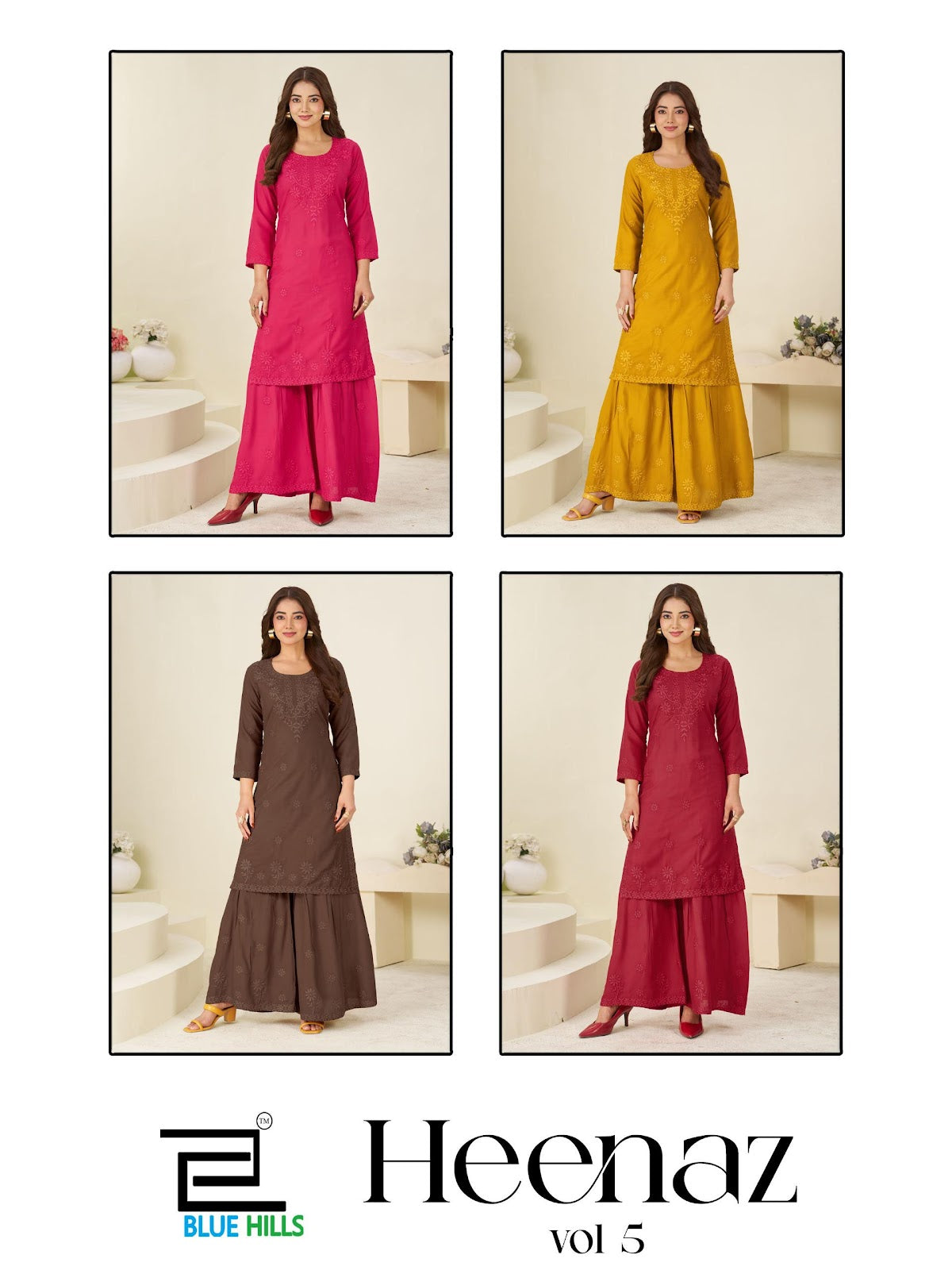 Heenaz Vol 5 Blue Hills Rayon 14Kg Kurti Bottom Set Manufacturer Ahmedabad