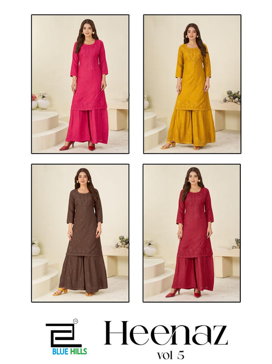 Heenaz Vol 5 Blue Hills Rayon 14Kg Kurti Bottom Set Manufacturer Ahmedabad