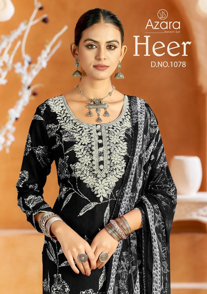 Heer 1078 Radhika Fashion Azara Cambric Cotton Karachi Salwar Suits Wholesaler Gujarat