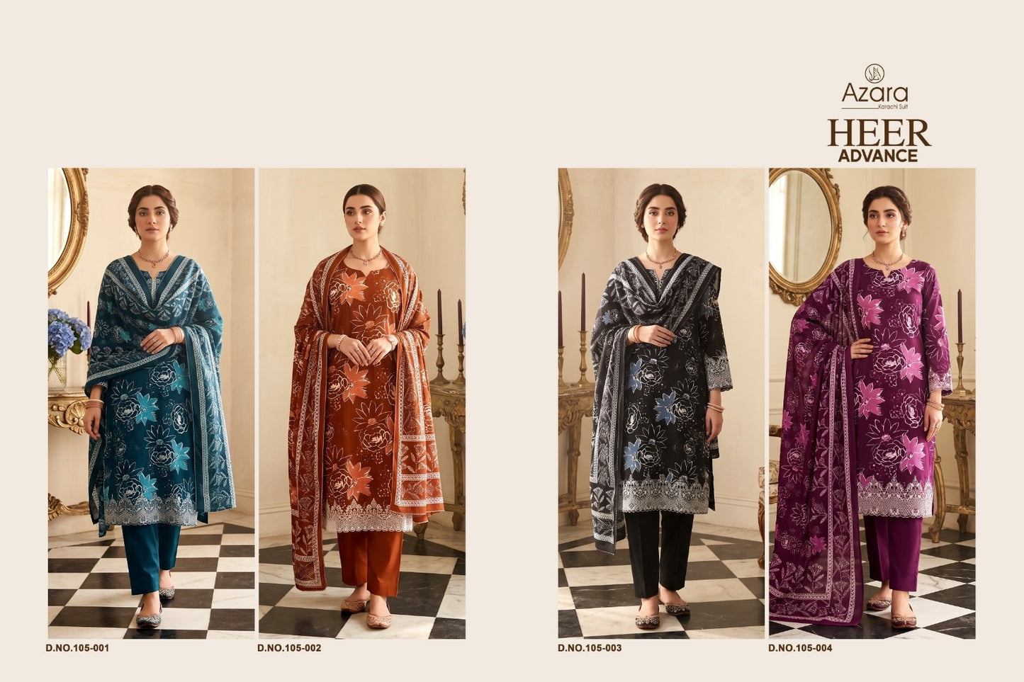 Heer Advance Radhika Fashion Azara Jam Cotton Karachi Salwar Suits Exporter India