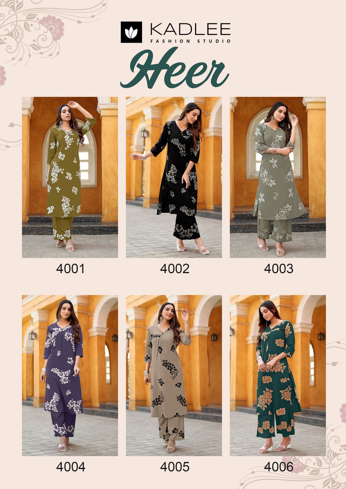 Heer Kadlee Rayon Kurti Bottom Set Supplier