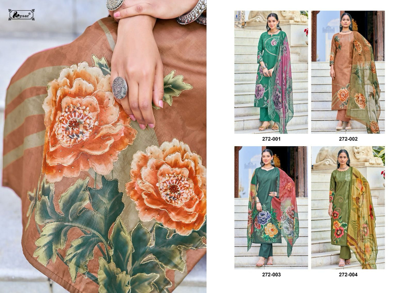 Heer Queen Kesar Pure Muslin Pant Style Suits Exporter Gujarat