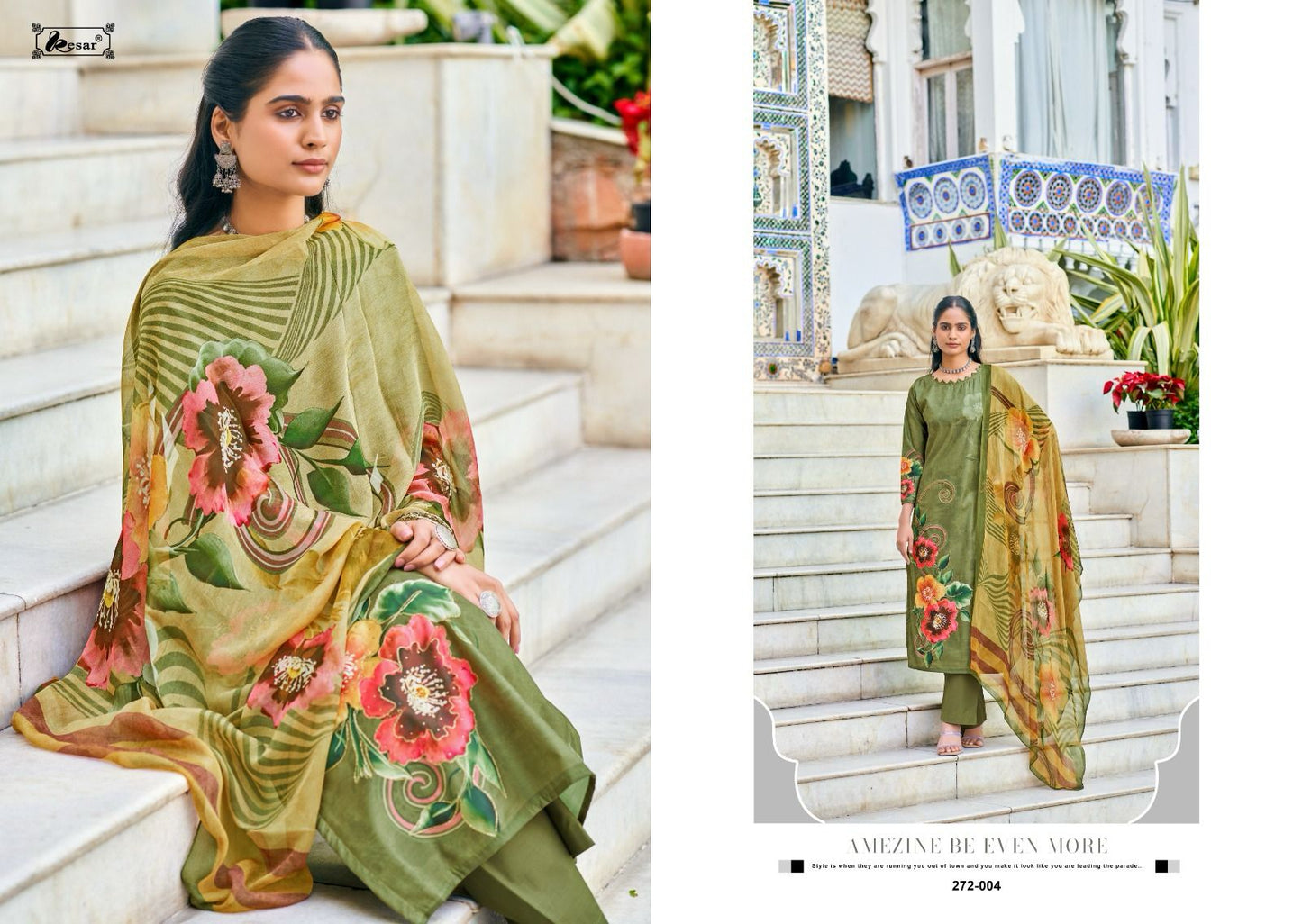 Heer Queen Kesar Pure Muslin Pant Style Suits Exporter Gujarat