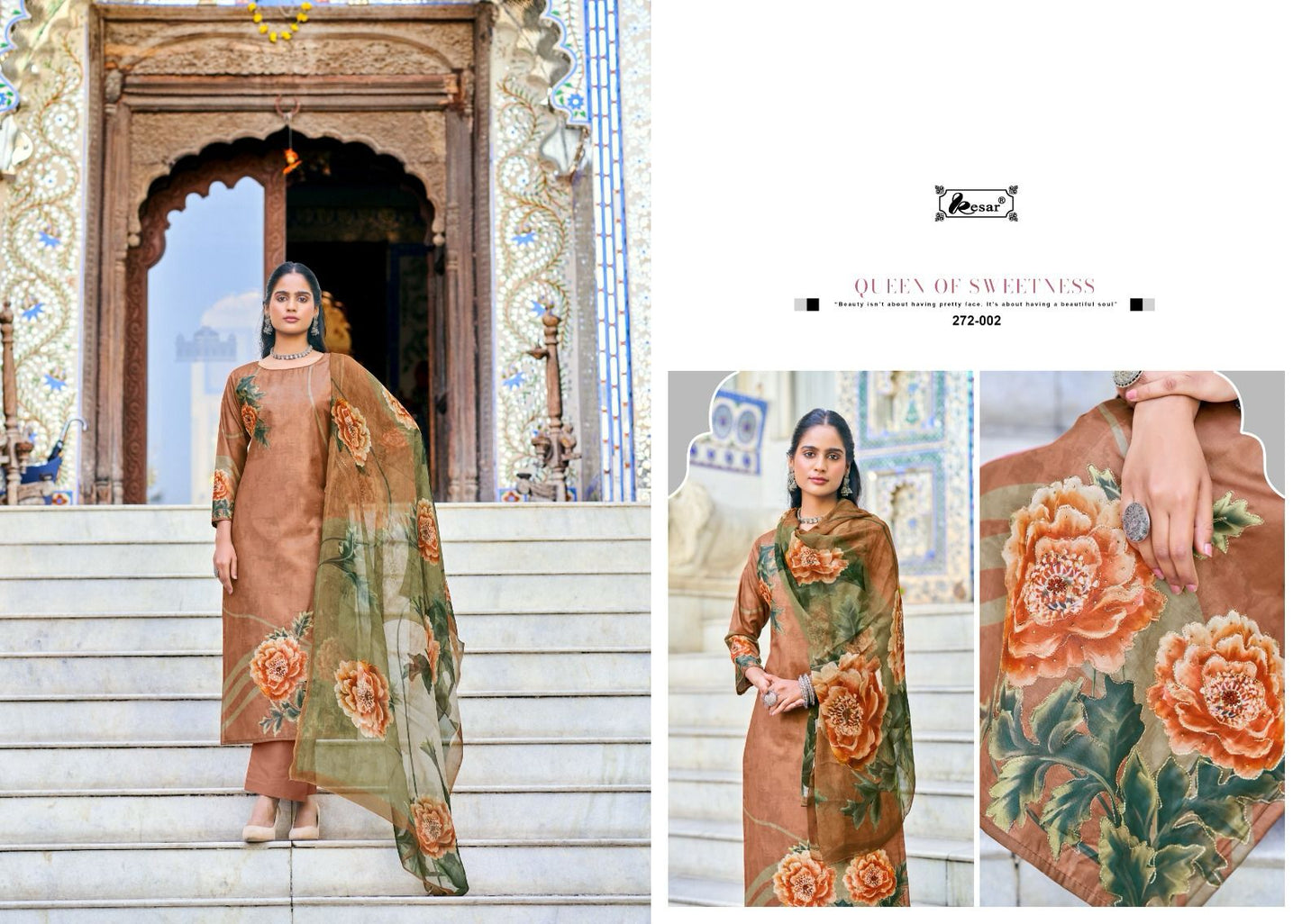 Heer Queen Kesar Pure Muslin Pant Style Suits Exporter Gujarat