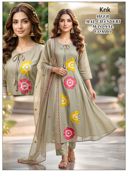 Heer Saanjh Tanisha Knk Chanderi Readymade Anarkali Suits Supplier India
