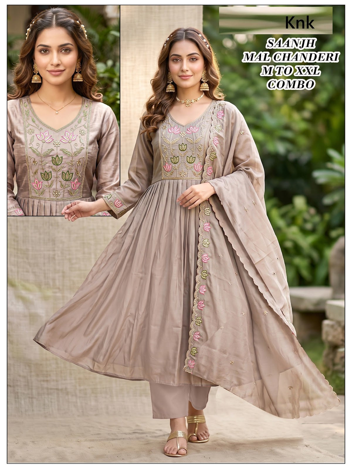 Heer Saanjh Tanisha Knk Chanderi Readymade Anarkali Suits Supplier India