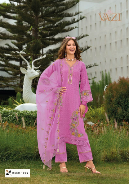 Heer Vazi Fashion Pure Cotton Pakistani Readymade Suits Supplier India