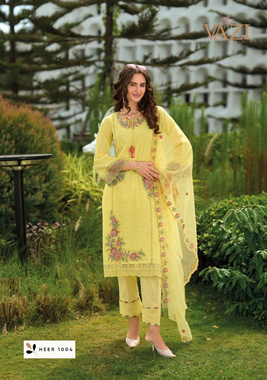 Heer Vazi Fashion Pure Cotton Pakistani Readymade Suits Supplier India